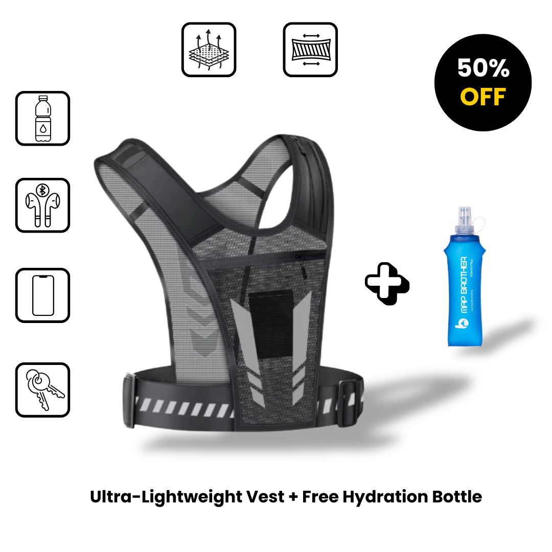 Ultra-Lightweight Reflective Running Vest - PacePro + Free Hydration Bottle