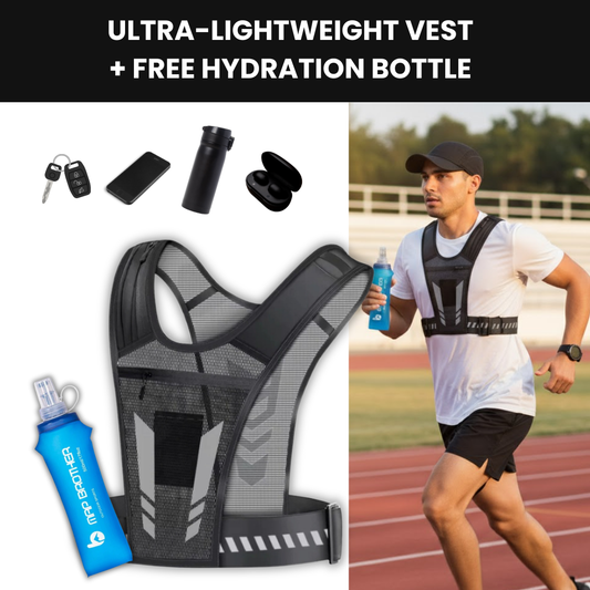 Ultra-Lightweight Reflective Running Vest - PacePro + Free Hydration Bottle